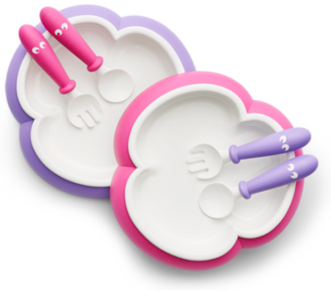 plate-spoon-fork-2-sets-pink-purple