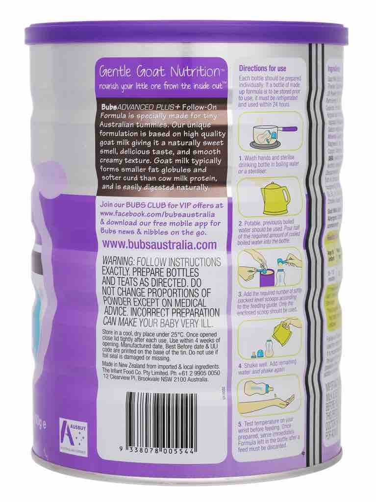 Nature Bubs Goat Follow-On Formula Stage 2 800g x 6 Tins – NA-speeds