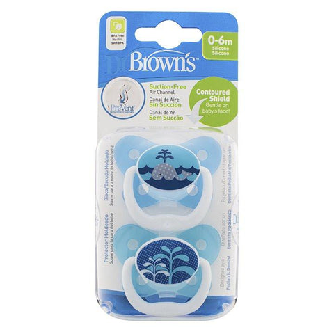 Dr Brown's Prevent Orthodontic Silicone Soother 0 - 6 months 2 Pack