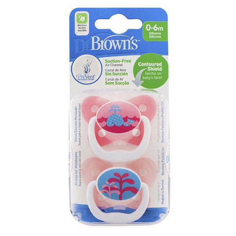 Dr Brown's Prevent Orthodontic Silicone Soother 0 - 6 months 2 Pack