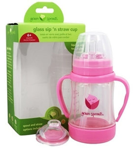 Glass Sip n Straw Cup 125ml - Pink