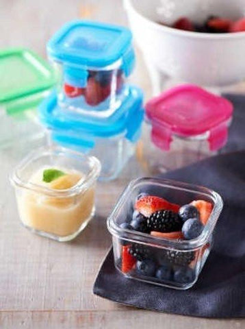 Littlelock 210ml Square glass baby food containers