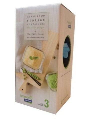Littlelock 210ml Square glass baby food containers