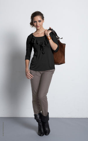 Soft Ribbed Ruffle Tee by Mothers En Vogue