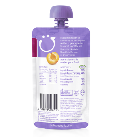 Nature Bubs Banana & Apricot power Porridge 120g