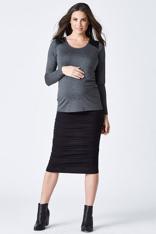 Ruched Maternity Pencil Skirt