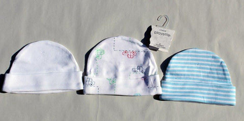 Playette 3 Pack Newborn Fashion Caps - Blue