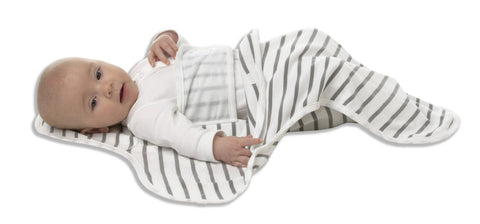 Playette Deluxe Swaddle Wrap White / Grey Stripe