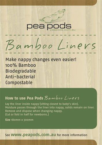 Pea Pods Bamboo Nappy Liners 100pc