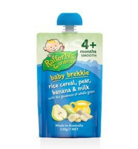 Rafferty's Garden Baby Brekkie with Rice Cereal, Banana, Pear & Milk 6m+ X 6pk