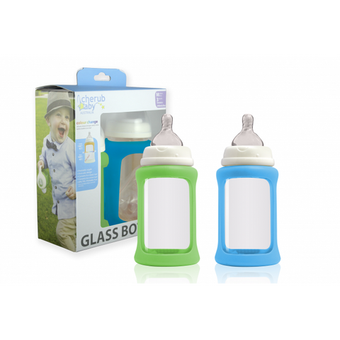 Colour Change Glass Bottle Wide Neck 240ml Twin Pack